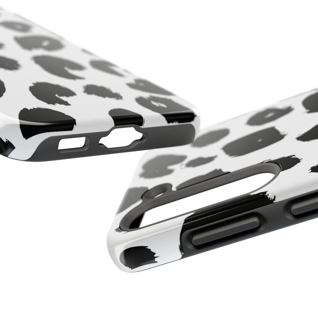 Black Brushstroke Leopard Tough Phone Case — Protective Animal Print iPhone Cover