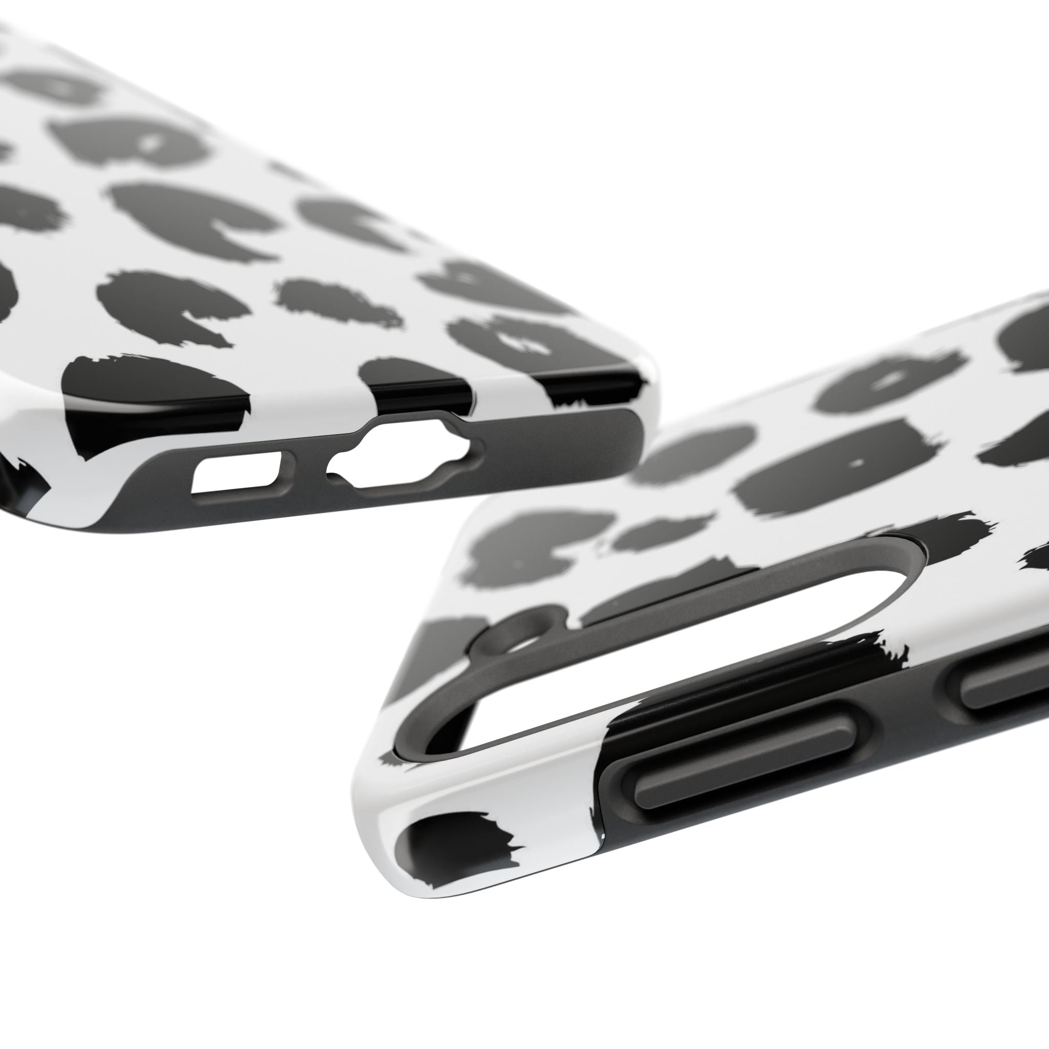 Black Brushstroke Leopard Tough Phone Case — Protective Animal Print iPhone Cover