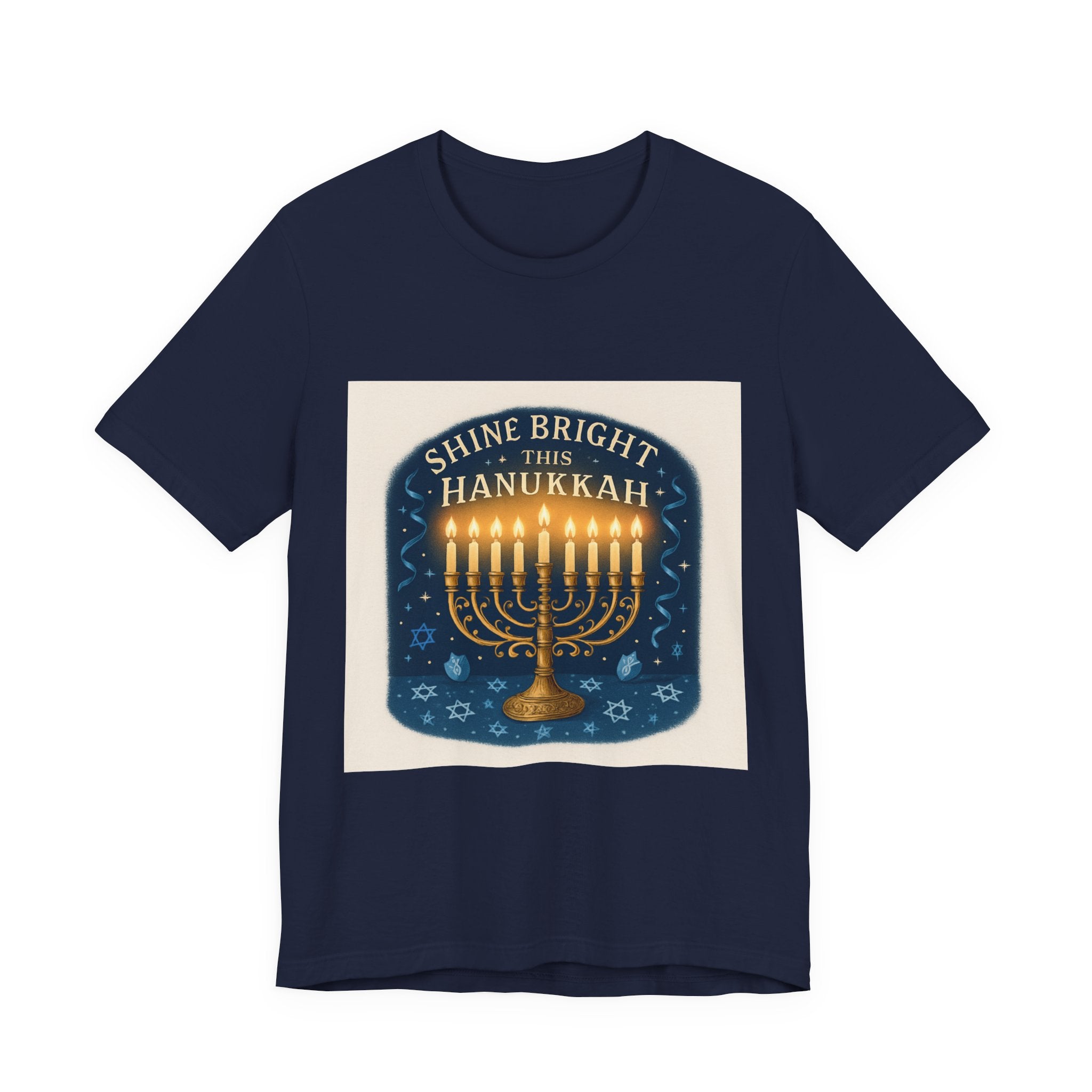 Hanukkah Menorah Tee — "Shine Bright This Hanukkah" Holiday T-Shirt