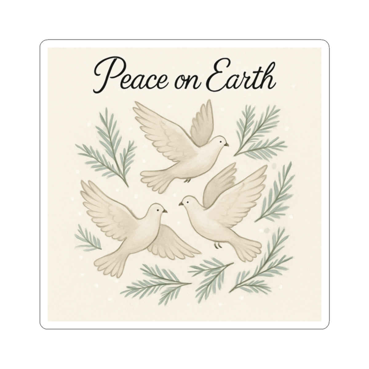 Peace on Earth Dove Sticker — Vintage Holiday Kiss-Cut Sticker