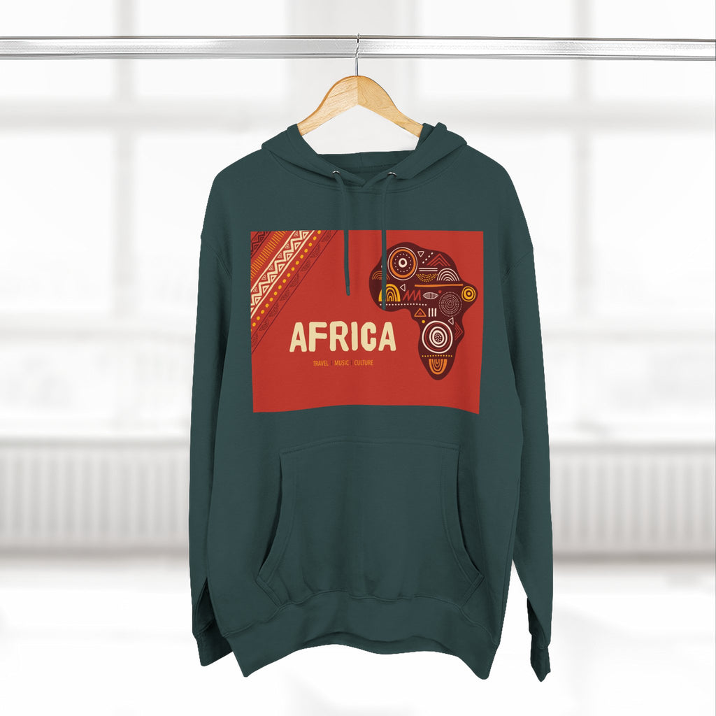 Africa Map Graphic Hoodie — African Pattern Tribal Design Fleece Pullover