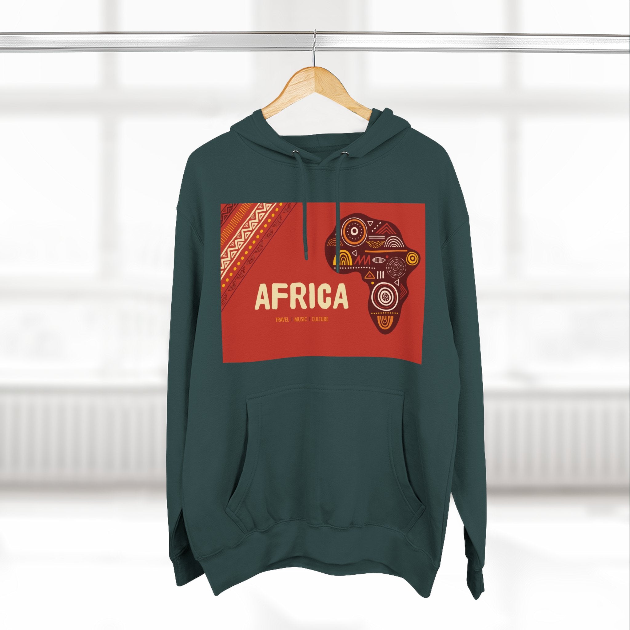 Africa Map Graphic Hoodie — African Pattern Tribal Design Fleece Pullover