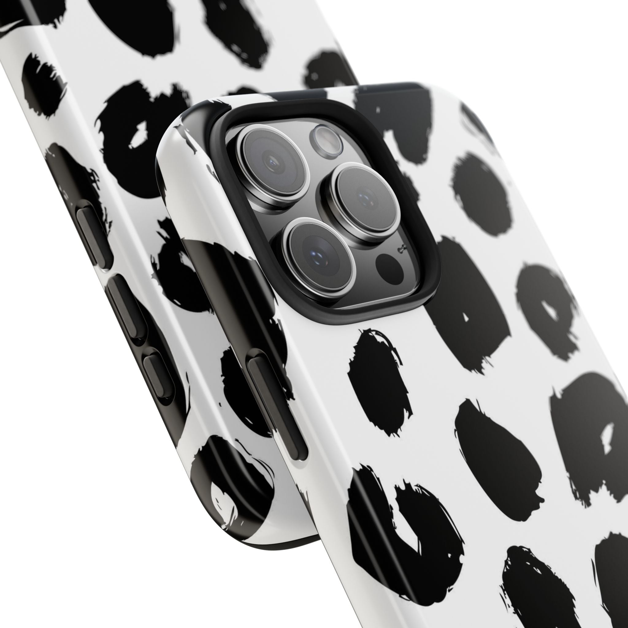 Black Brushstroke Leopard Tough Phone Case — Protective Animal Print iPhone Cover