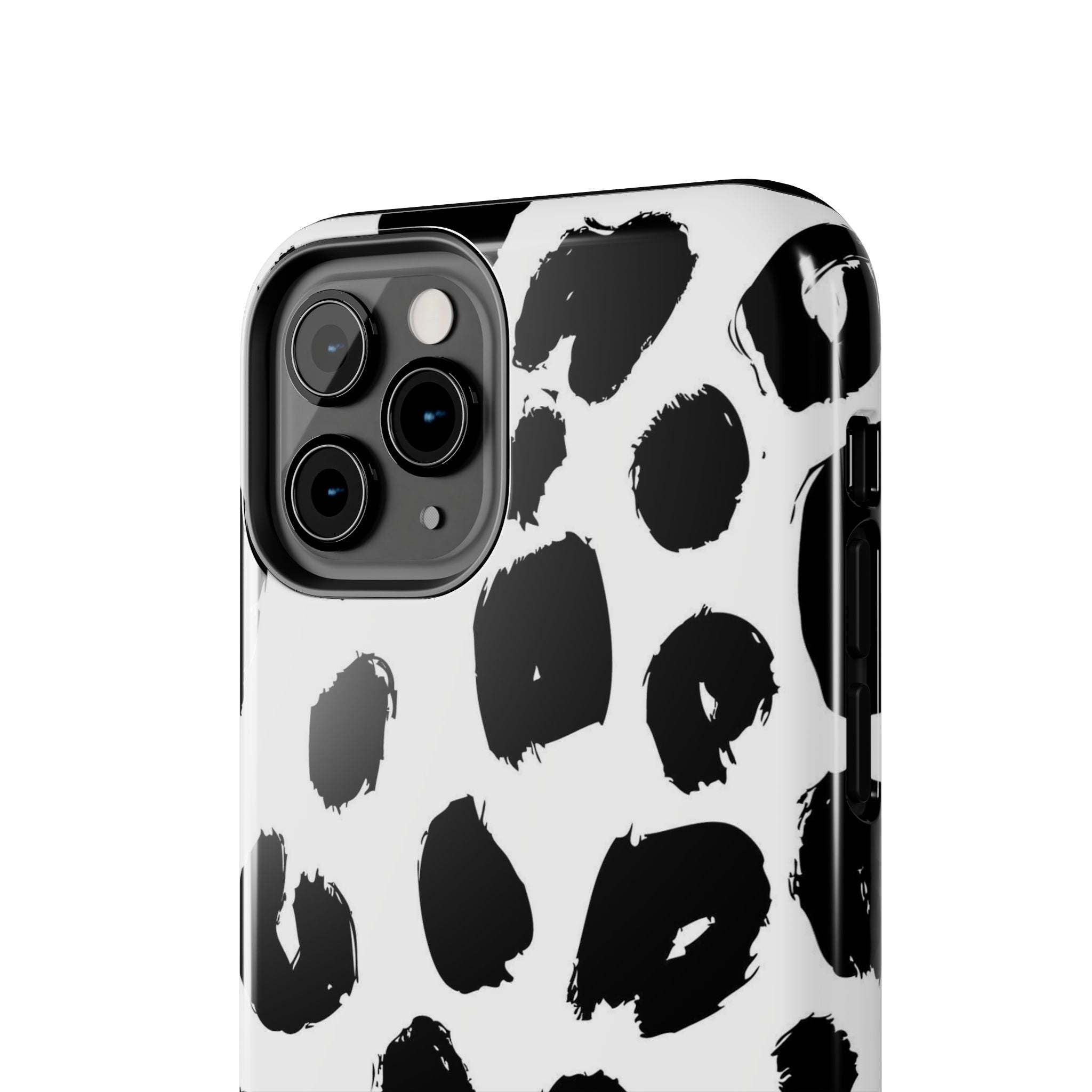Black Brushstroke Leopard Tough Phone Case — Protective Animal Print iPhone Cover
