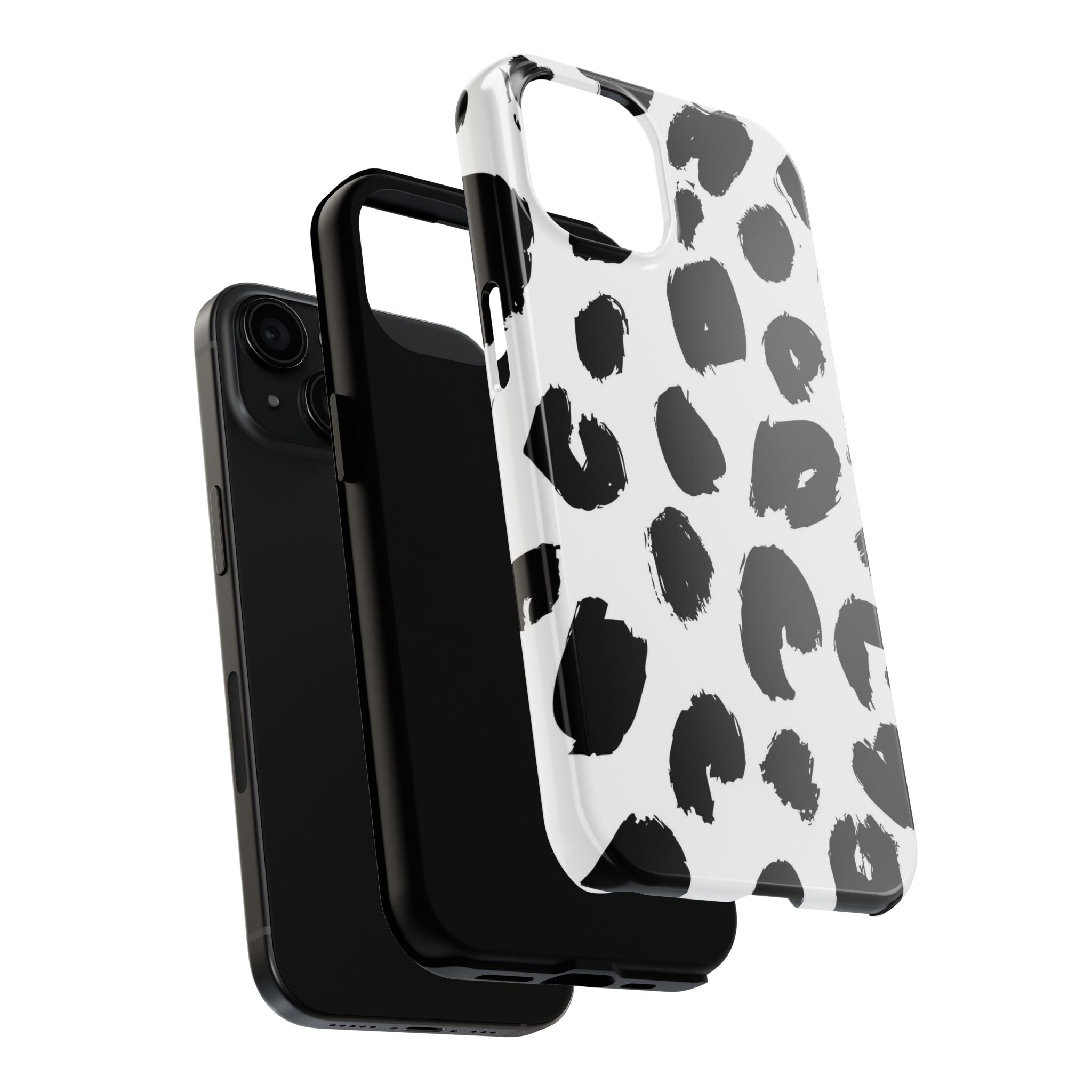 Black Brushstroke Leopard Tough Phone Case — Protective Animal Print iPhone Cover