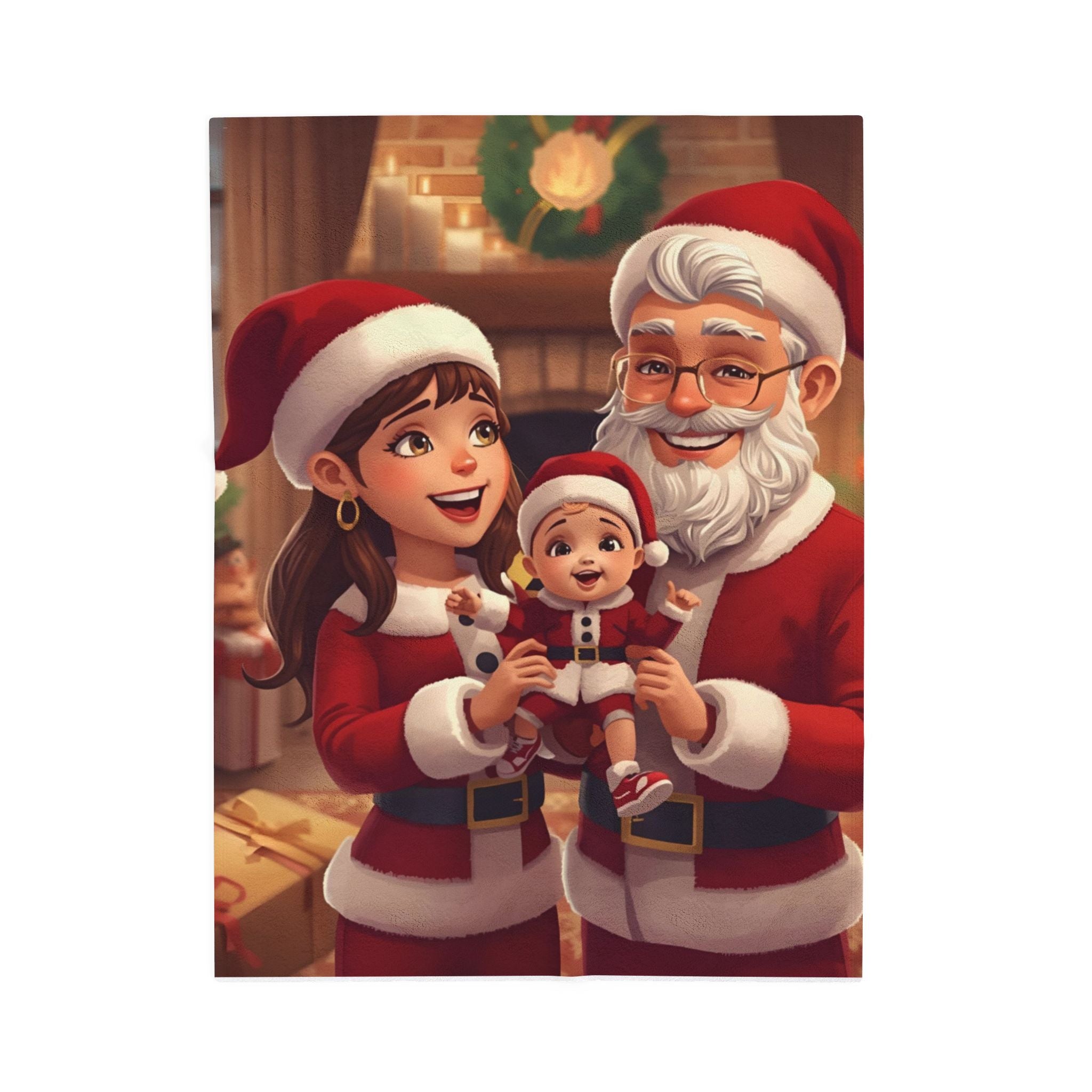 Christmas Family Santa Plush Blanket – Cozy Holiday Velveteen Throw