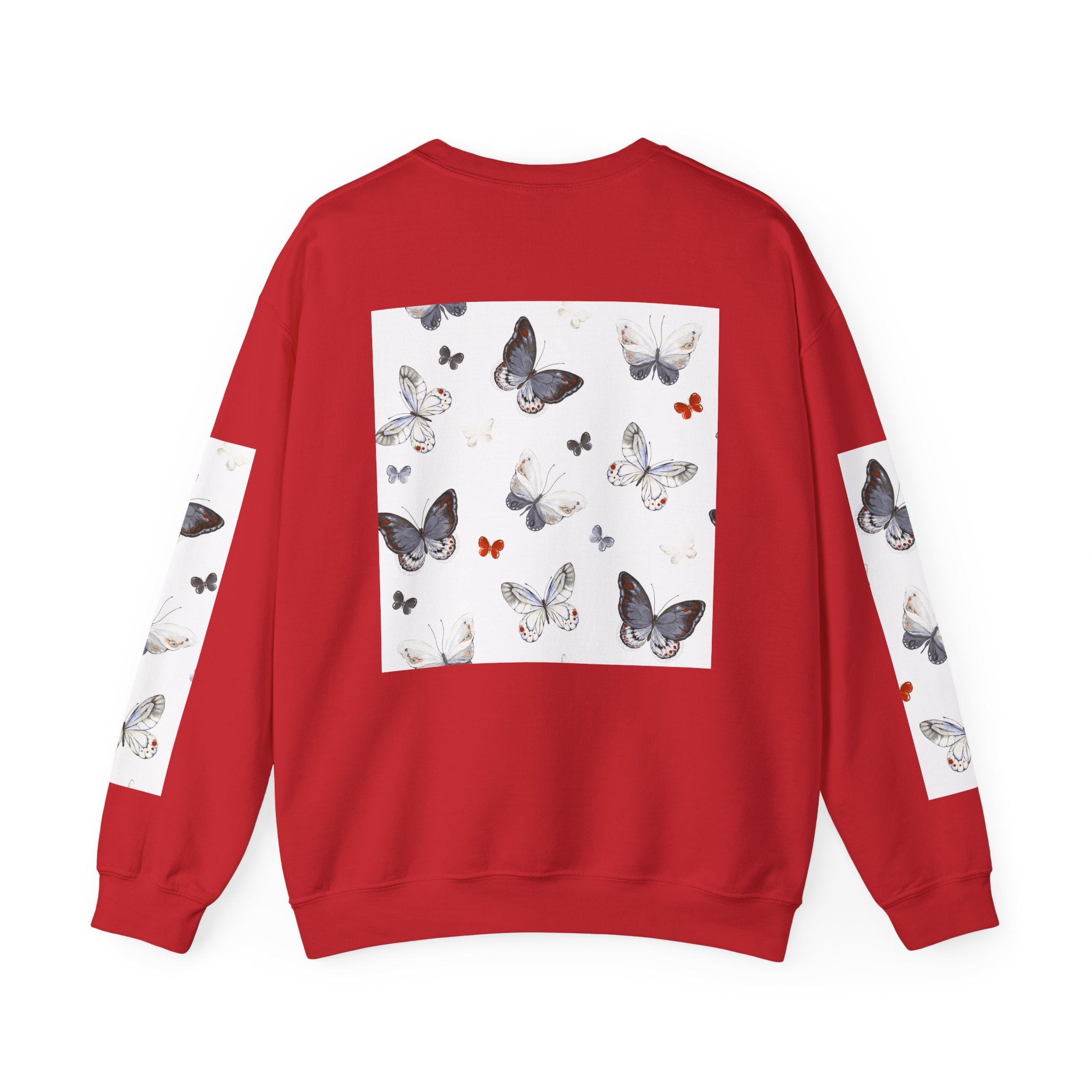 Butterfly Pattern Crewneck Sweatshirt — Delicate Moth & Butterfly Graphic Pullover