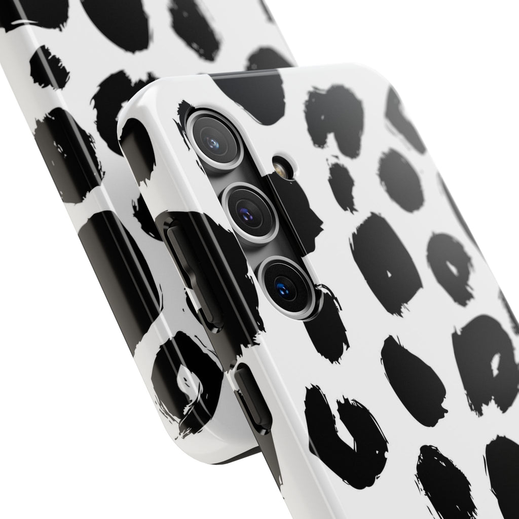 Black Brushstroke Leopard Tough Phone Case — Protective Animal Print iPhone Cover