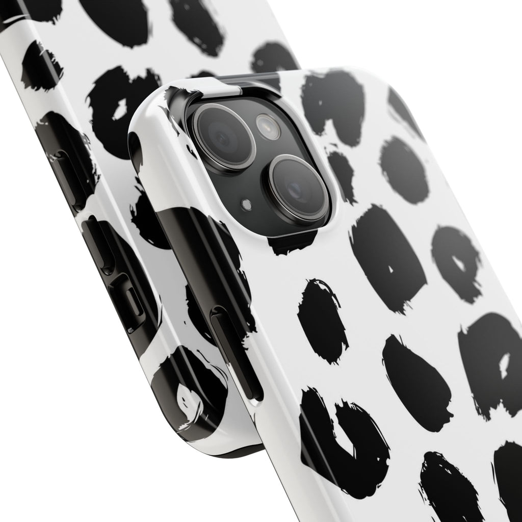 Black Brushstroke Leopard Tough Phone Case — Protective Animal Print iPhone Cover