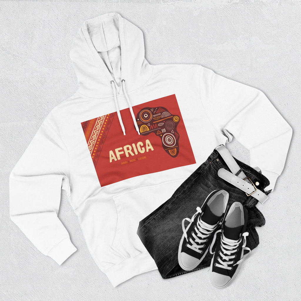 Africa Map Graphic Hoodie — African Pattern Tribal Design Fleece Pullover