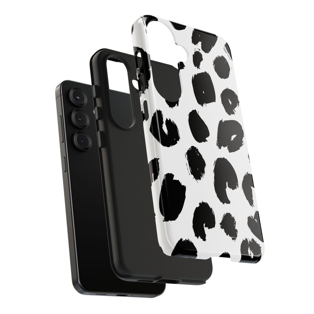 Black Brushstroke Leopard Tough Phone Case — Protective Animal Print iPhone Cover
