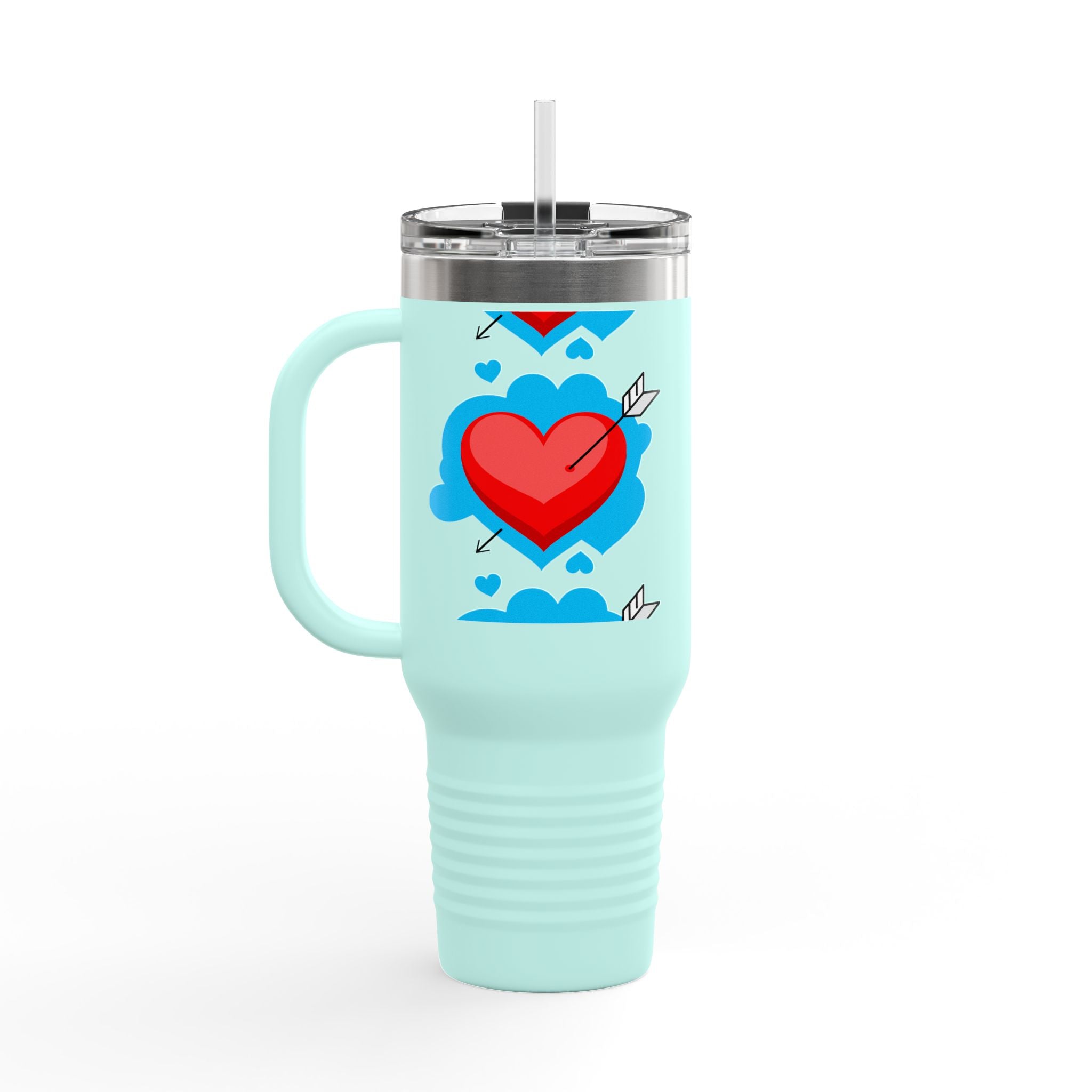 40oz Insulated Travel Mug — Arrowed Heart Love Design