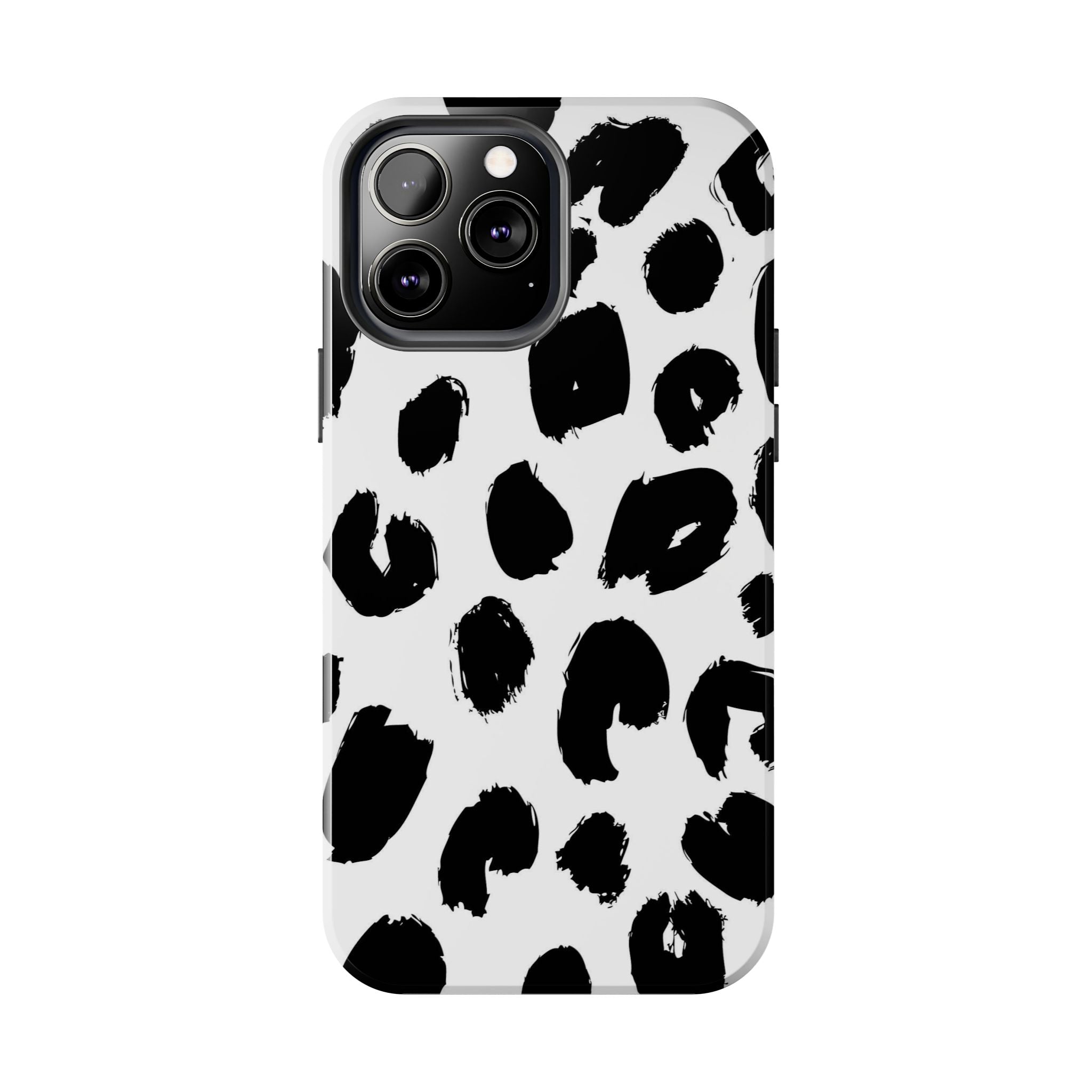 Black Brushstroke Leopard Tough Phone Case — Protective Animal Print iPhone Cover