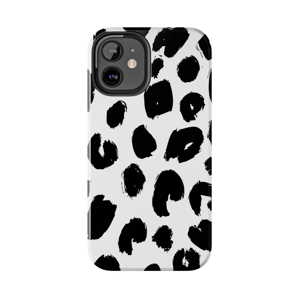 Black Brushstroke Leopard Tough Phone Case — Protective Animal Print iPhone Cover