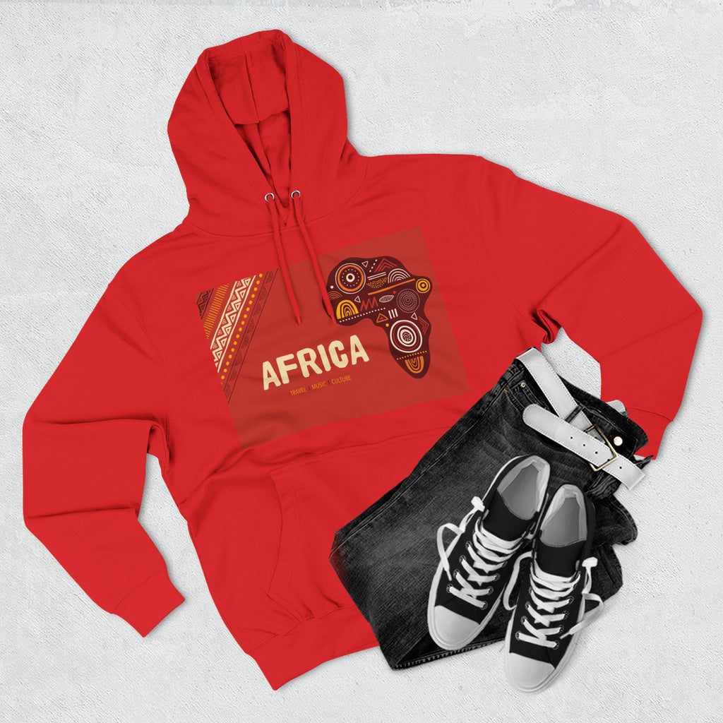 Africa Map Graphic Hoodie — African Pattern Tribal Design Fleece Pullover
