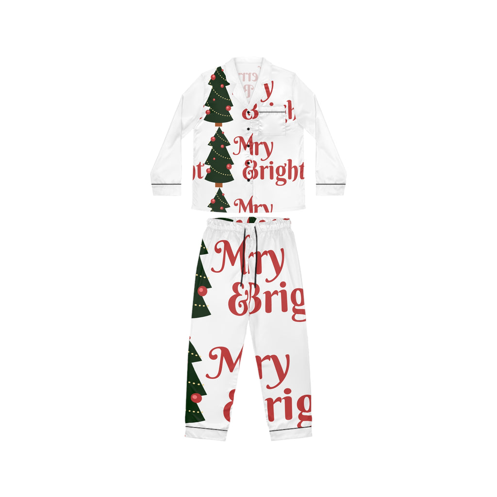 Merry & Bright Satin Pajamas — Women’s Christmas Sleep Set