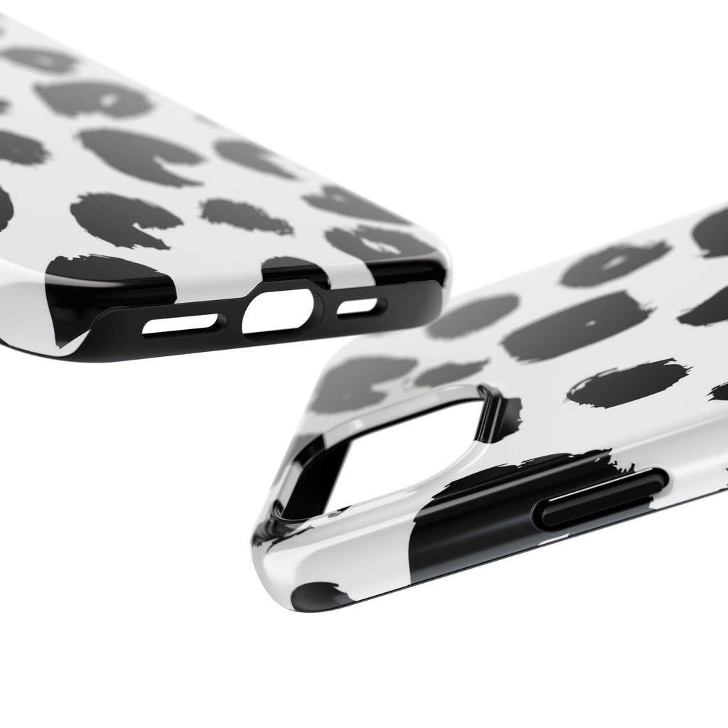 Black Brushstroke Leopard Tough Phone Case — Protective Animal Print iPhone Cover