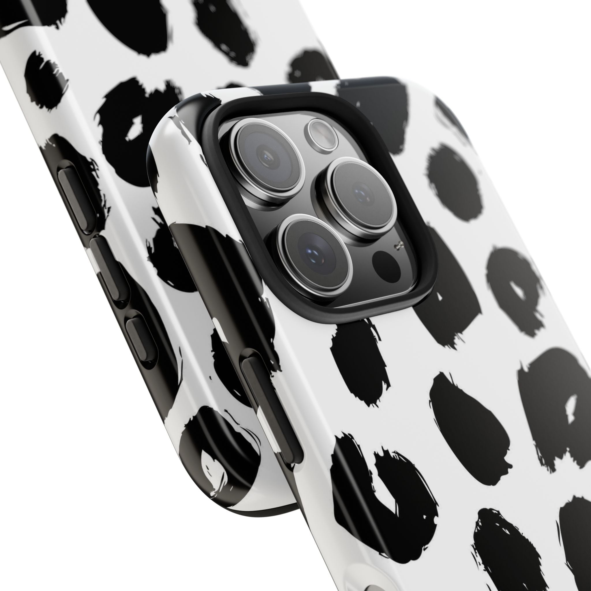 Black Brushstroke Leopard Tough Phone Case — Protective Animal Print iPhone Cover