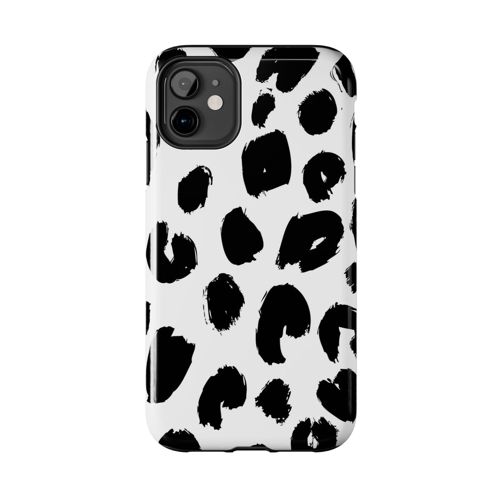 Black Brushstroke Leopard Tough Phone Case — Protective Animal Print iPhone Cover