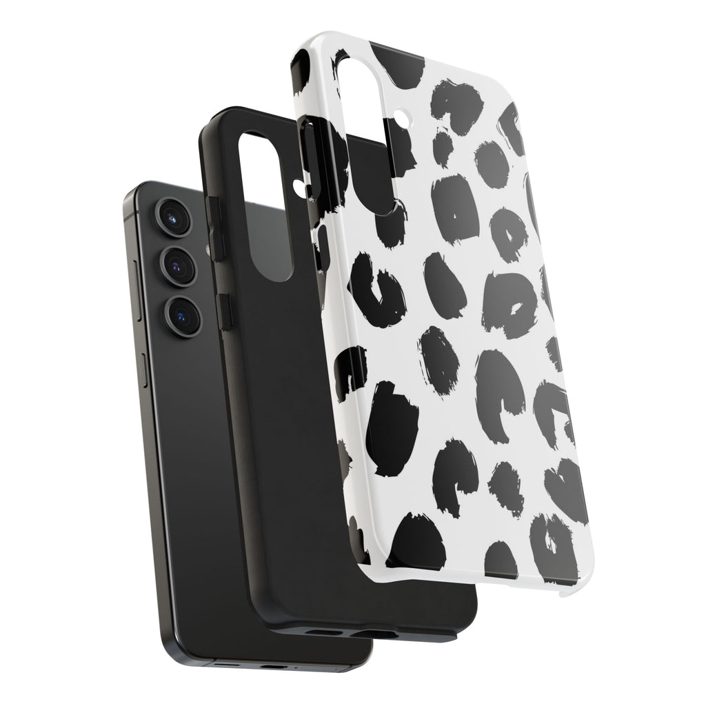 Black Brushstroke Leopard Tough Phone Case — Protective Animal Print iPhone Cover