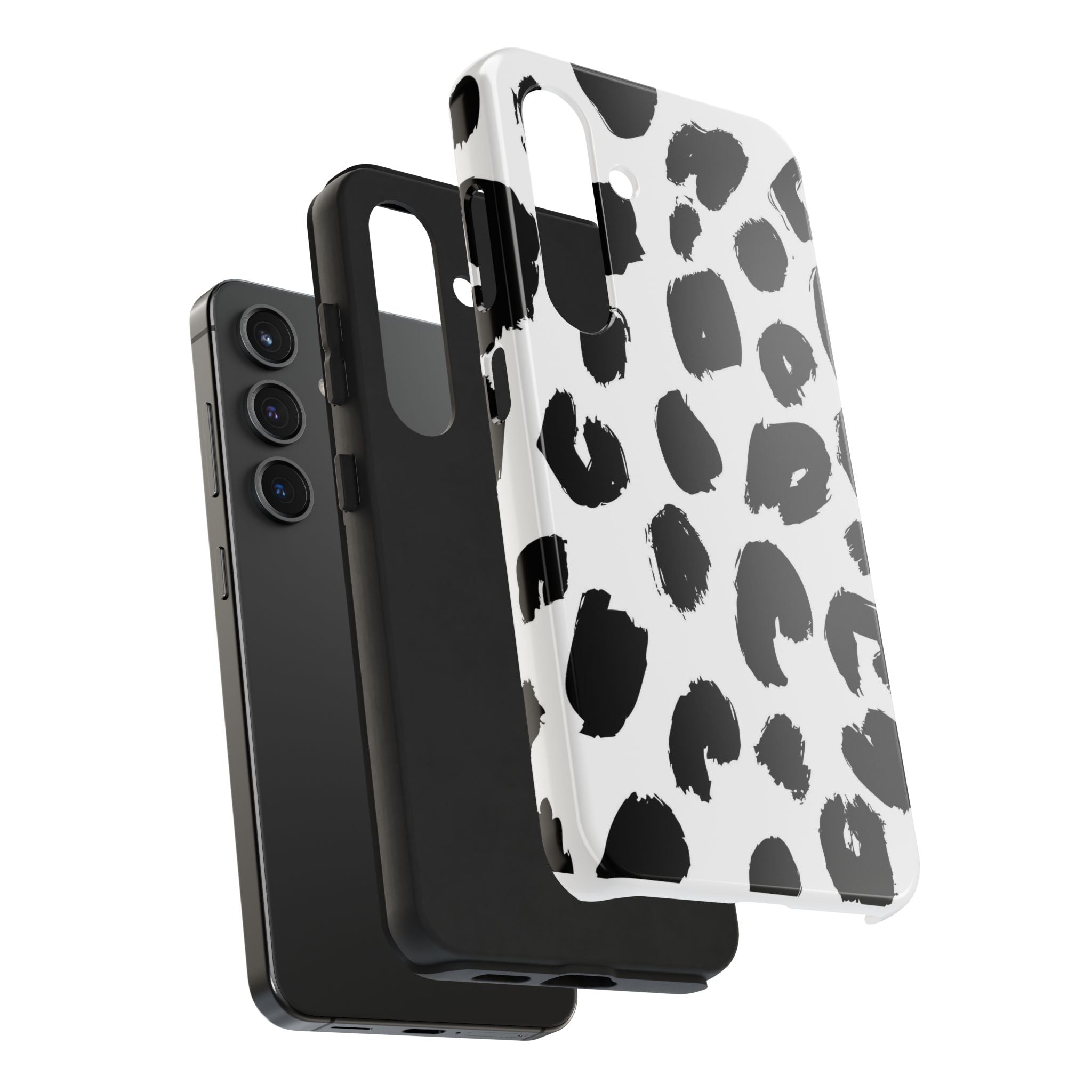 Black Brushstroke Leopard Tough Phone Case — Protective Animal Print iPhone Cover