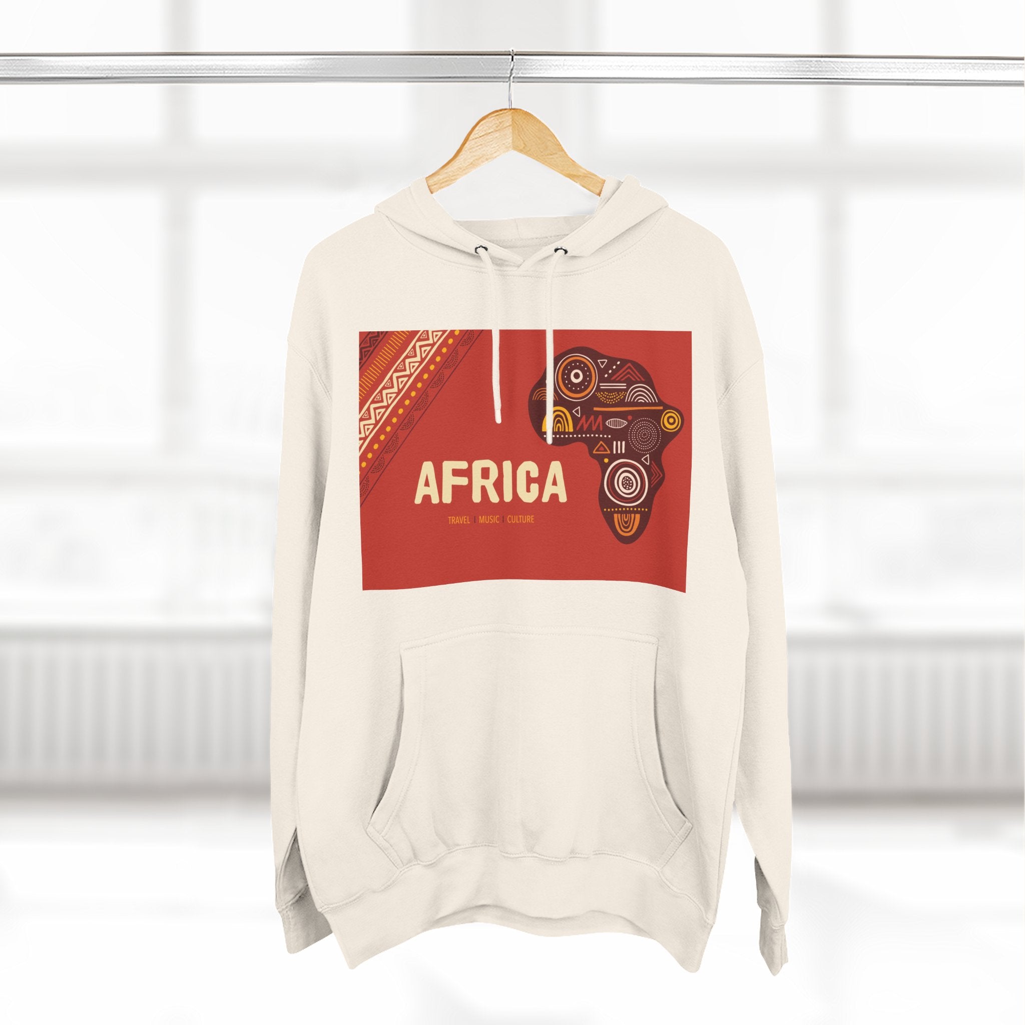 Africa Map Graphic Hoodie — African Pattern Tribal Design Fleece Pullover