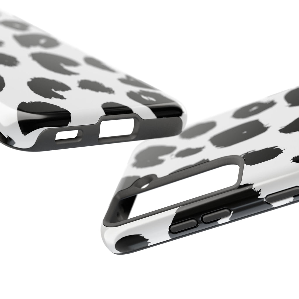 Black Brushstroke Leopard Tough Phone Case — Protective Animal Print iPhone Cover