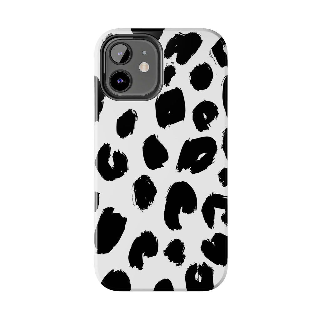Black Brushstroke Leopard Tough Phone Case — Protective Animal Print iPhone Cover
