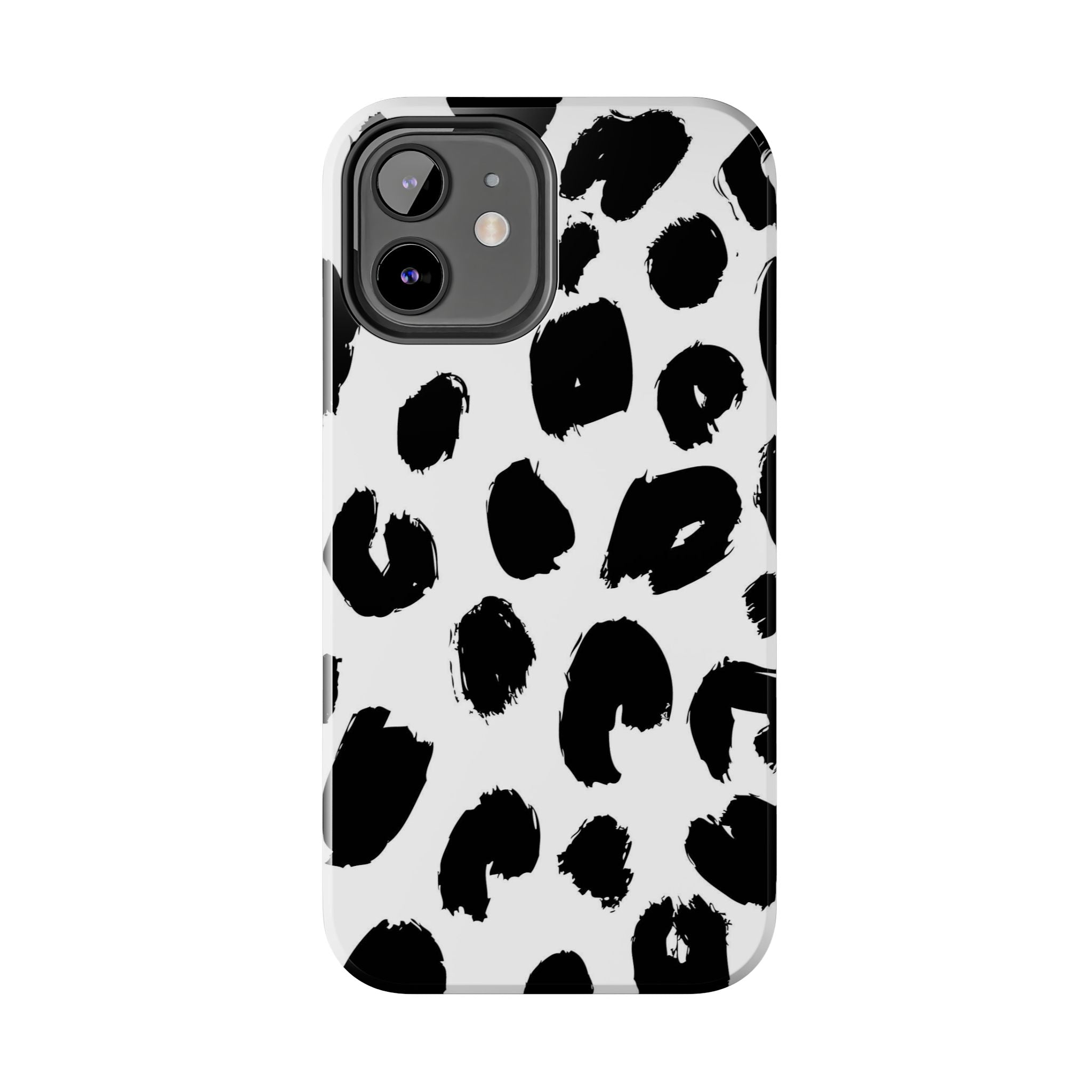 Black Brushstroke Leopard Tough Phone Case — Protective Animal Print iPhone Cover