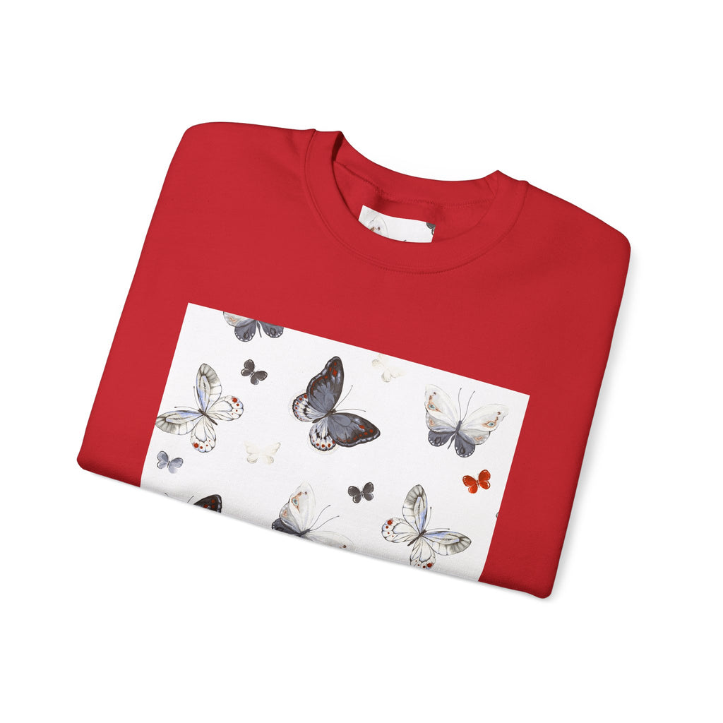 Butterfly Pattern Crewneck Sweatshirt — Delicate Moth & Butterfly Graphic Pullover