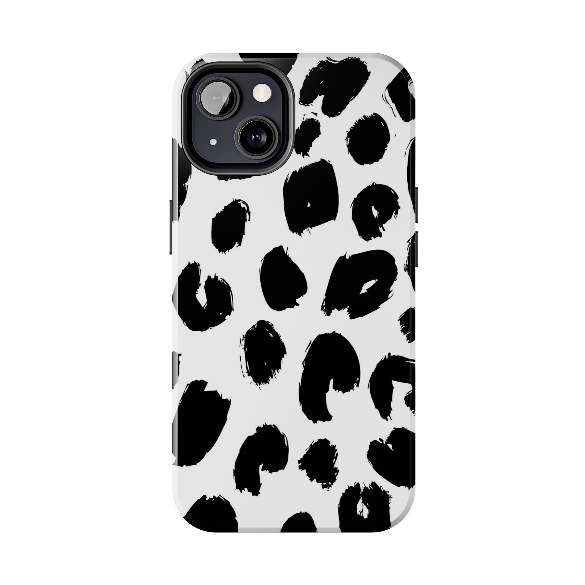Black Brushstroke Leopard Tough Phone Case — Protective Animal Print iPhone Cover