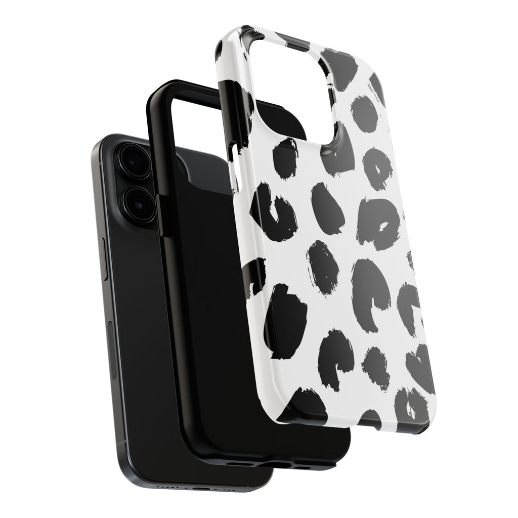 Black Brushstroke Leopard Tough Phone Case — Protective Animal Print iPhone Cover