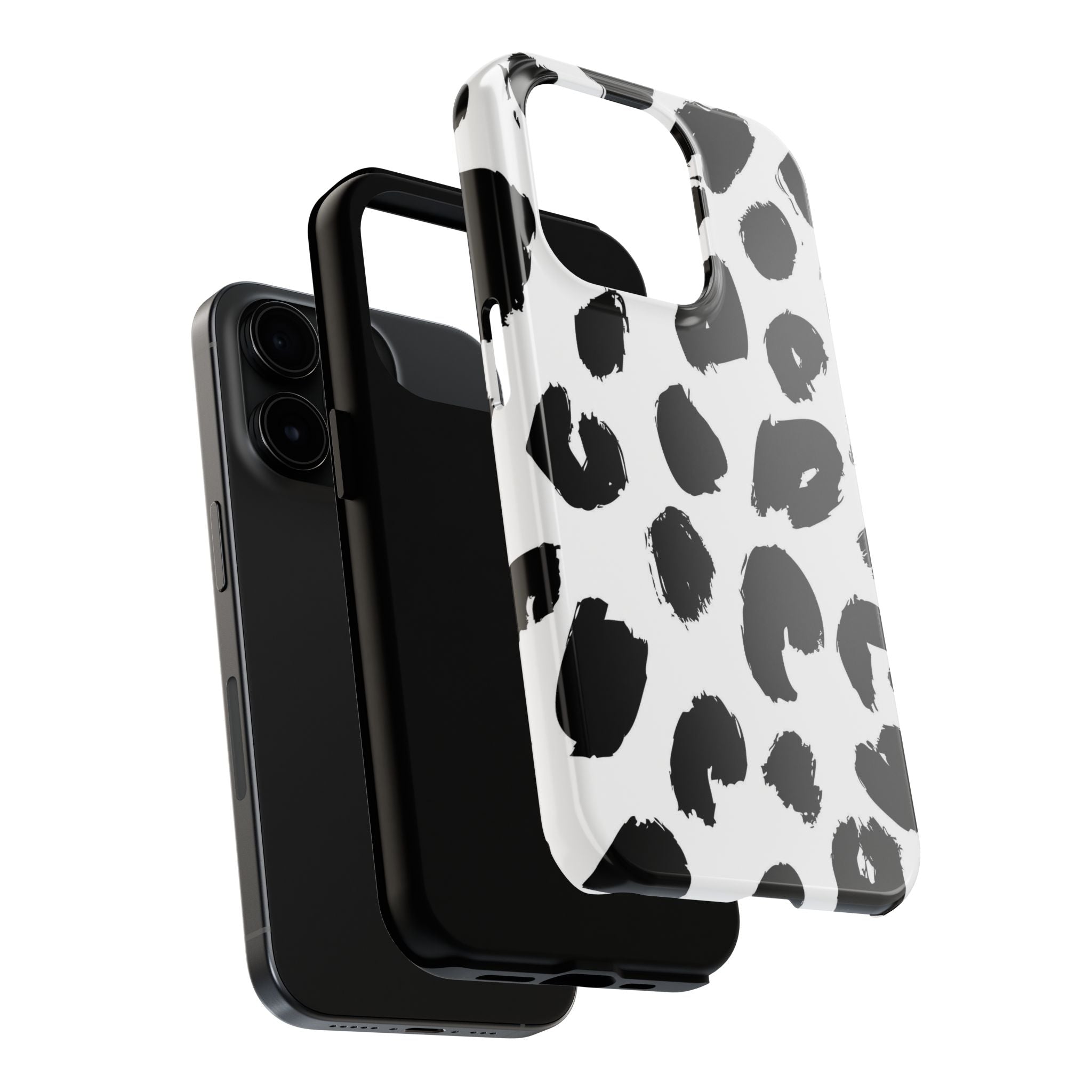 Black Brushstroke Leopard Tough Phone Case — Protective Animal Print iPhone Cover