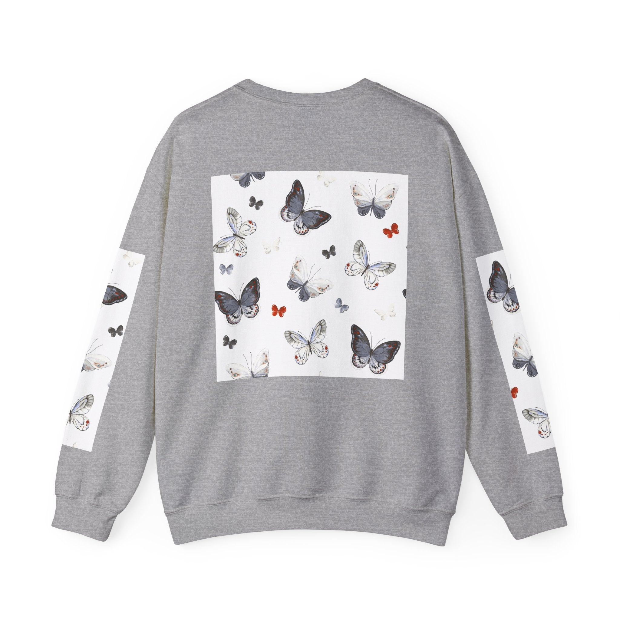 Butterfly Pattern Crewneck Sweatshirt — Delicate Moth & Butterfly Graphic Pullover