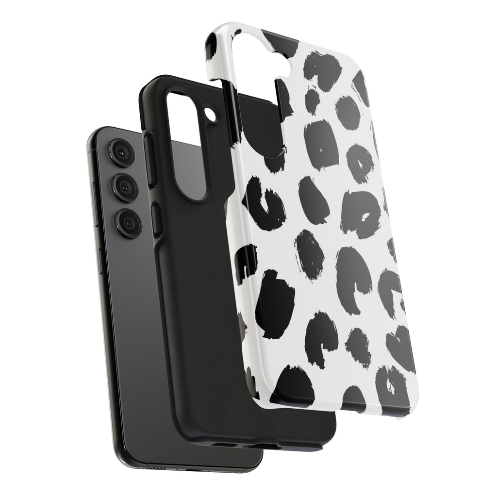 Black Brushstroke Leopard Tough Phone Case — Protective Animal Print iPhone Cover