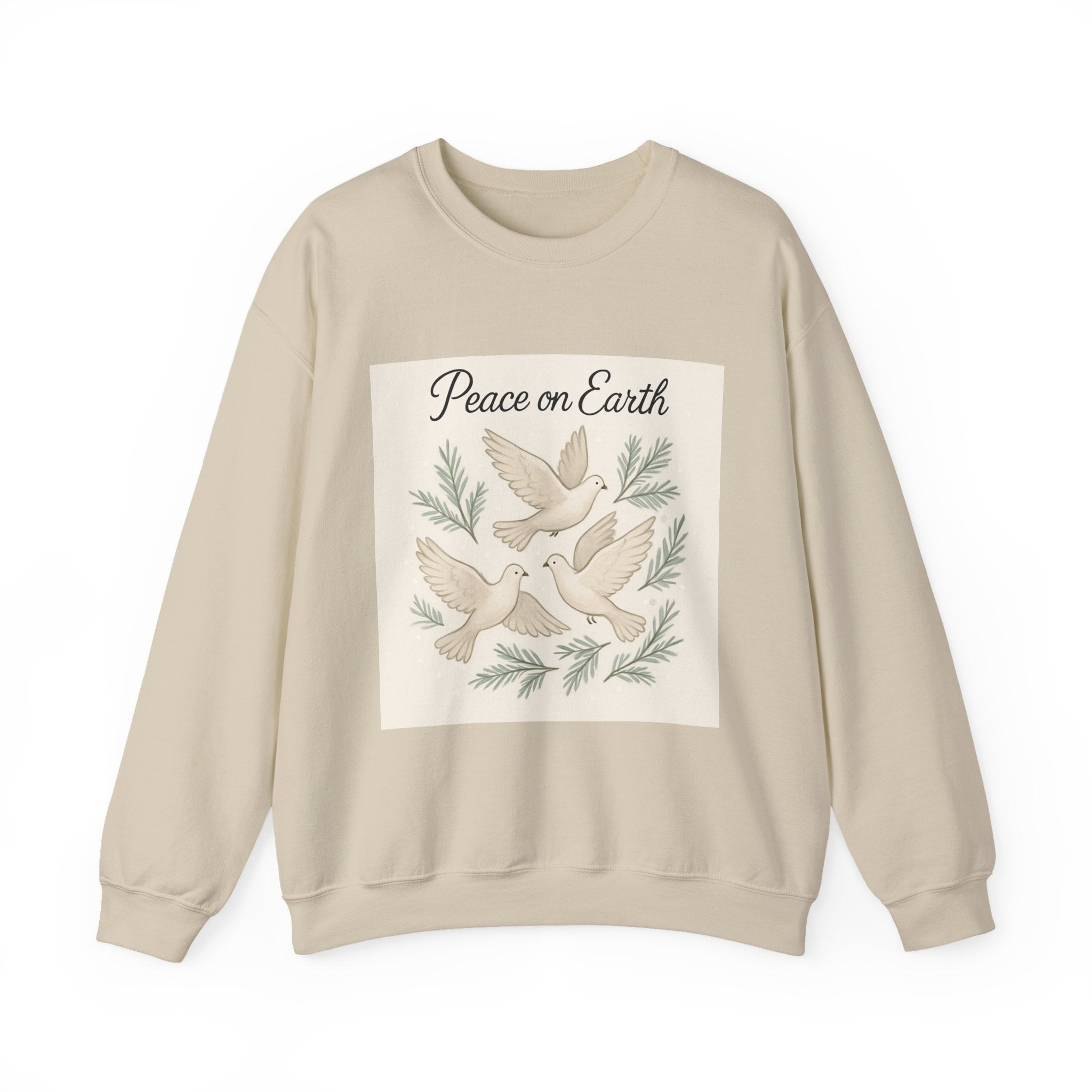 Peace on Earth Dove Crewneck Sweatshirt — Vintage Holiday Peace Graphic