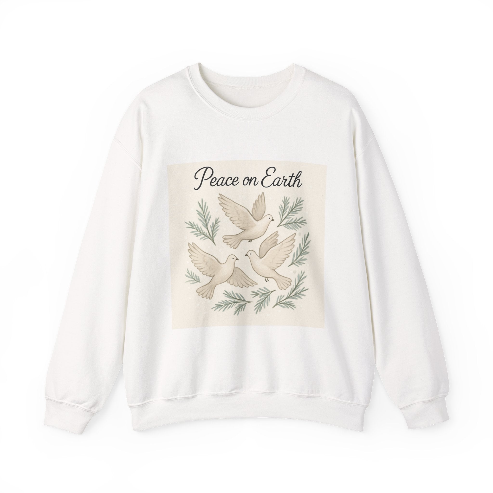 Peace on Earth Dove Crewneck Sweatshirt — Vintage Holiday Peace Graphic