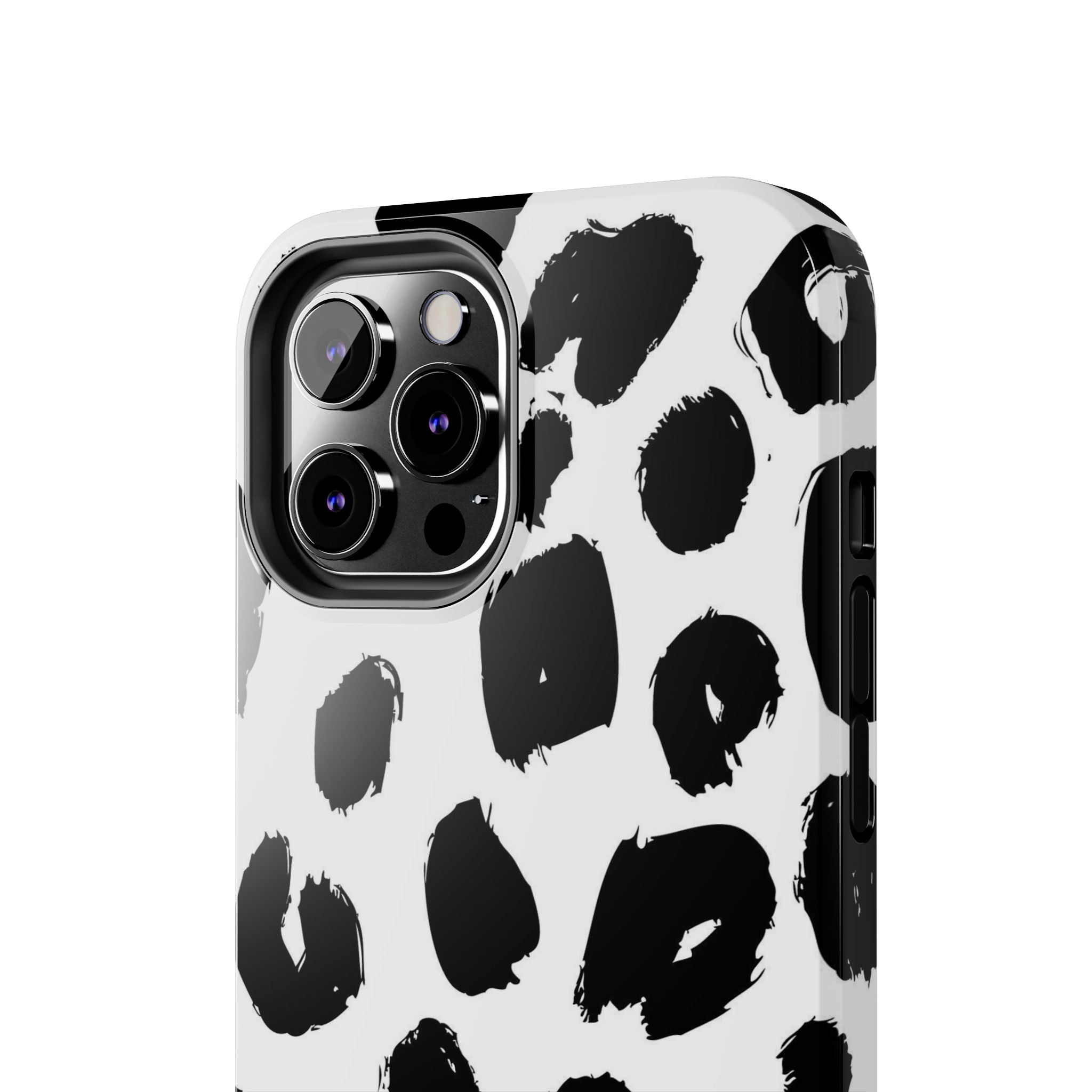 Black Brushstroke Leopard Tough Phone Case — Protective Animal Print iPhone Cover