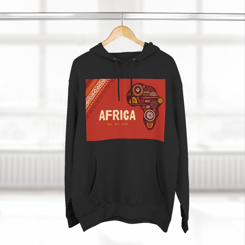 Africa Map Graphic Hoodie — African Pattern Tribal Design Fleece Pullover