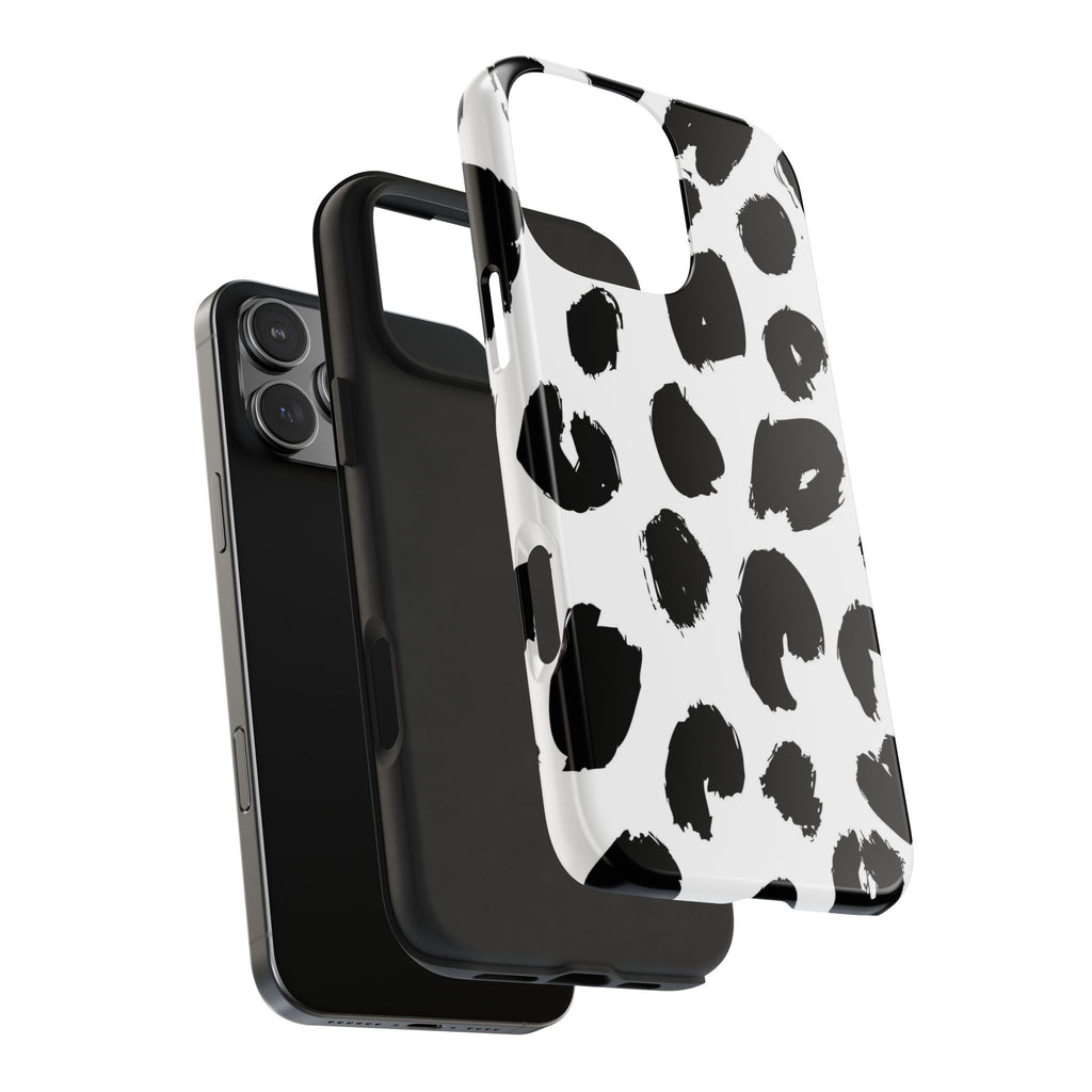 Black Brushstroke Leopard Tough Phone Case — Protective Animal Print iPhone Cover