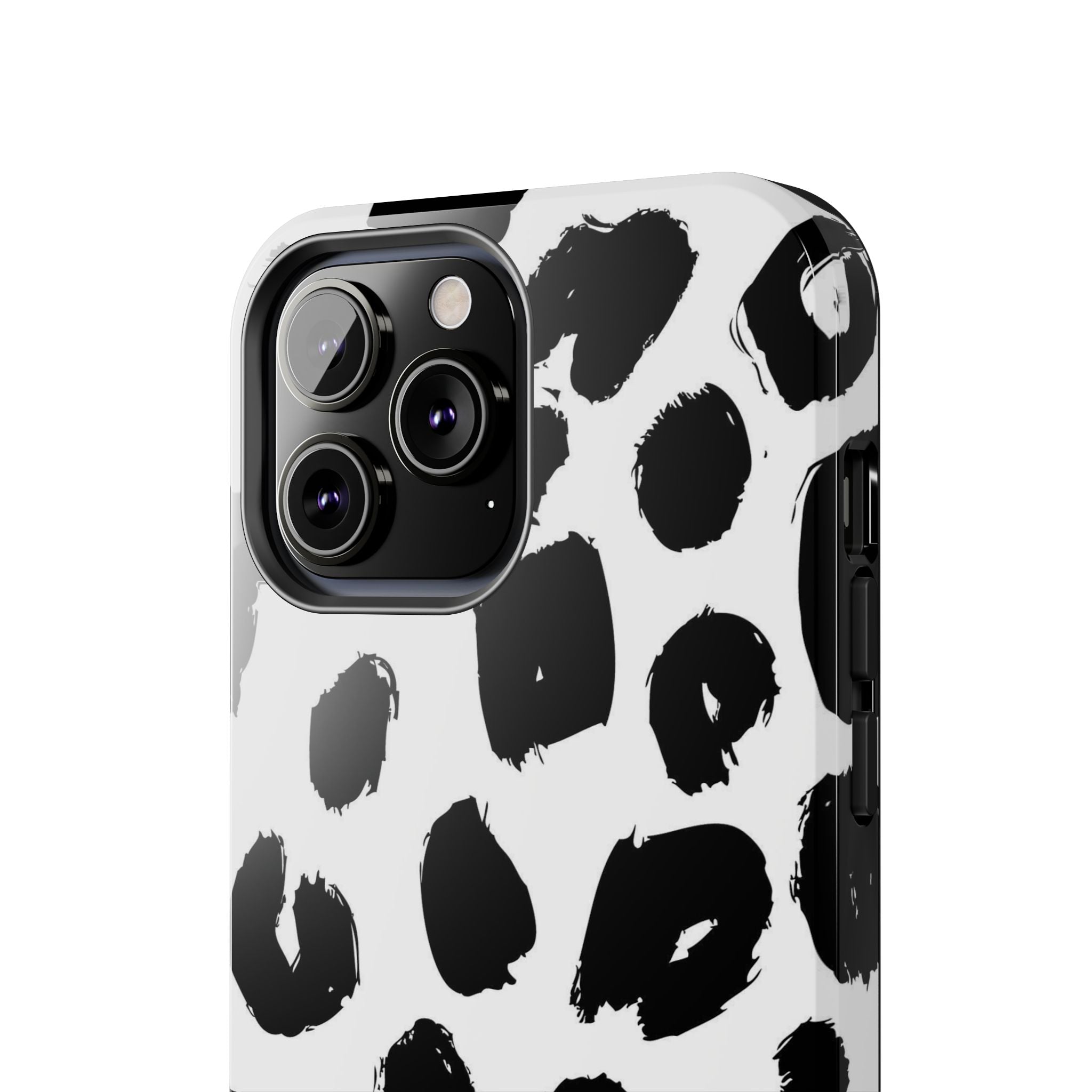 Black Brushstroke Leopard Tough Phone Case — Protective Animal Print iPhone Cover