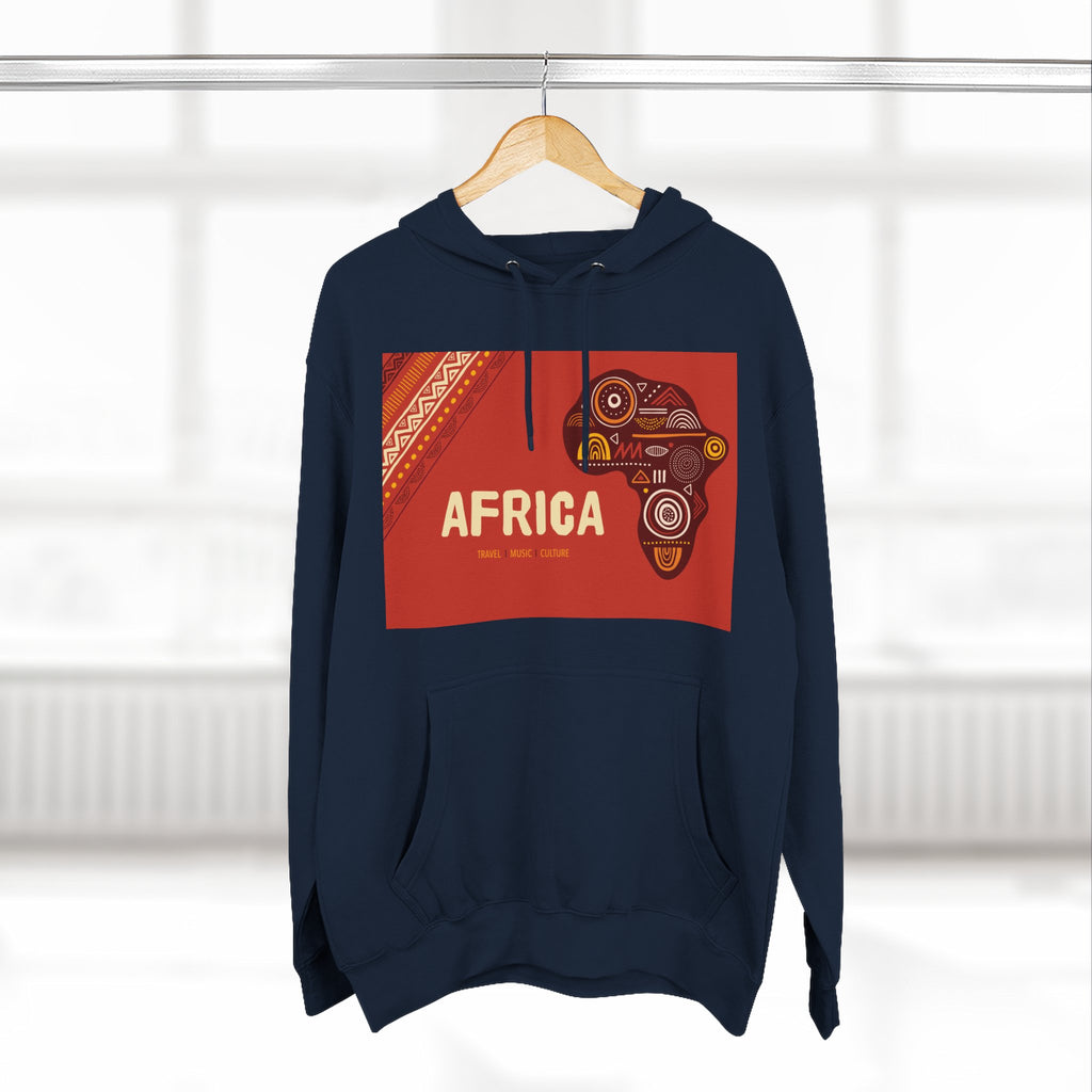 Africa Map Graphic Hoodie — African Pattern Tribal Design Fleece Pullover
