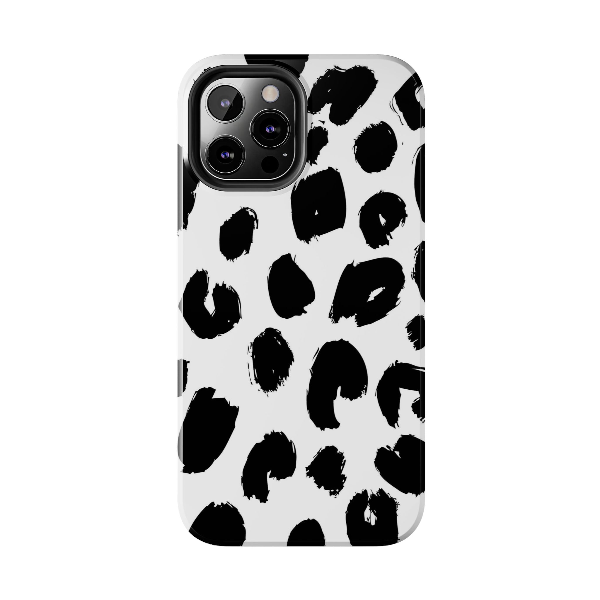Black Brushstroke Leopard Tough Phone Case — Protective Animal Print iPhone Cover