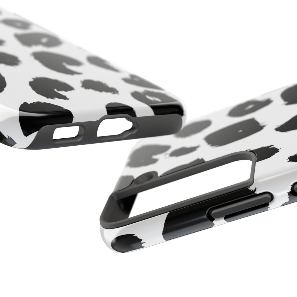 Black Brushstroke Leopard Tough Phone Case — Protective Animal Print iPhone Cover