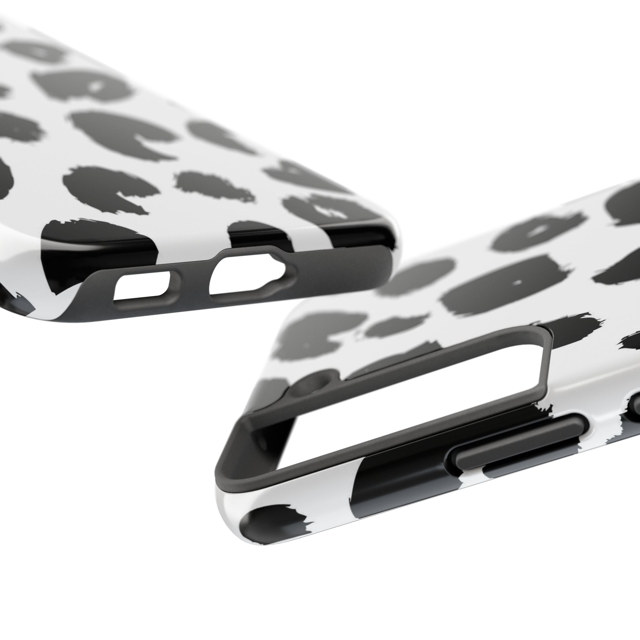 Black Brushstroke Leopard Tough Phone Case — Protective Animal Print iPhone Cover