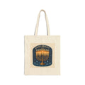 Hanukkah Menorah Tote Bag — "Shine Bright This Hanukkah" Cotton Canvas Gift Tote