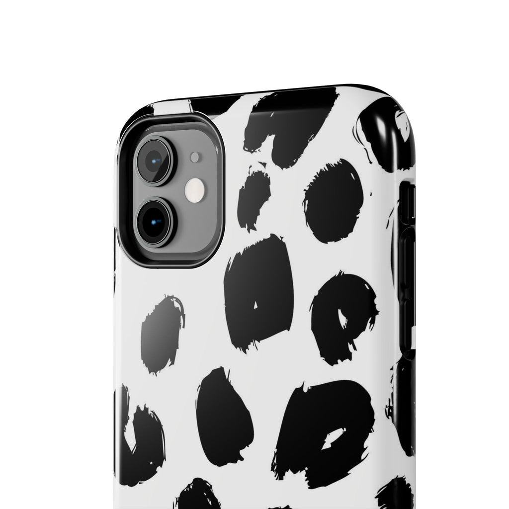 Black Brushstroke Leopard Tough Phone Case — Protective Animal Print iPhone Cover