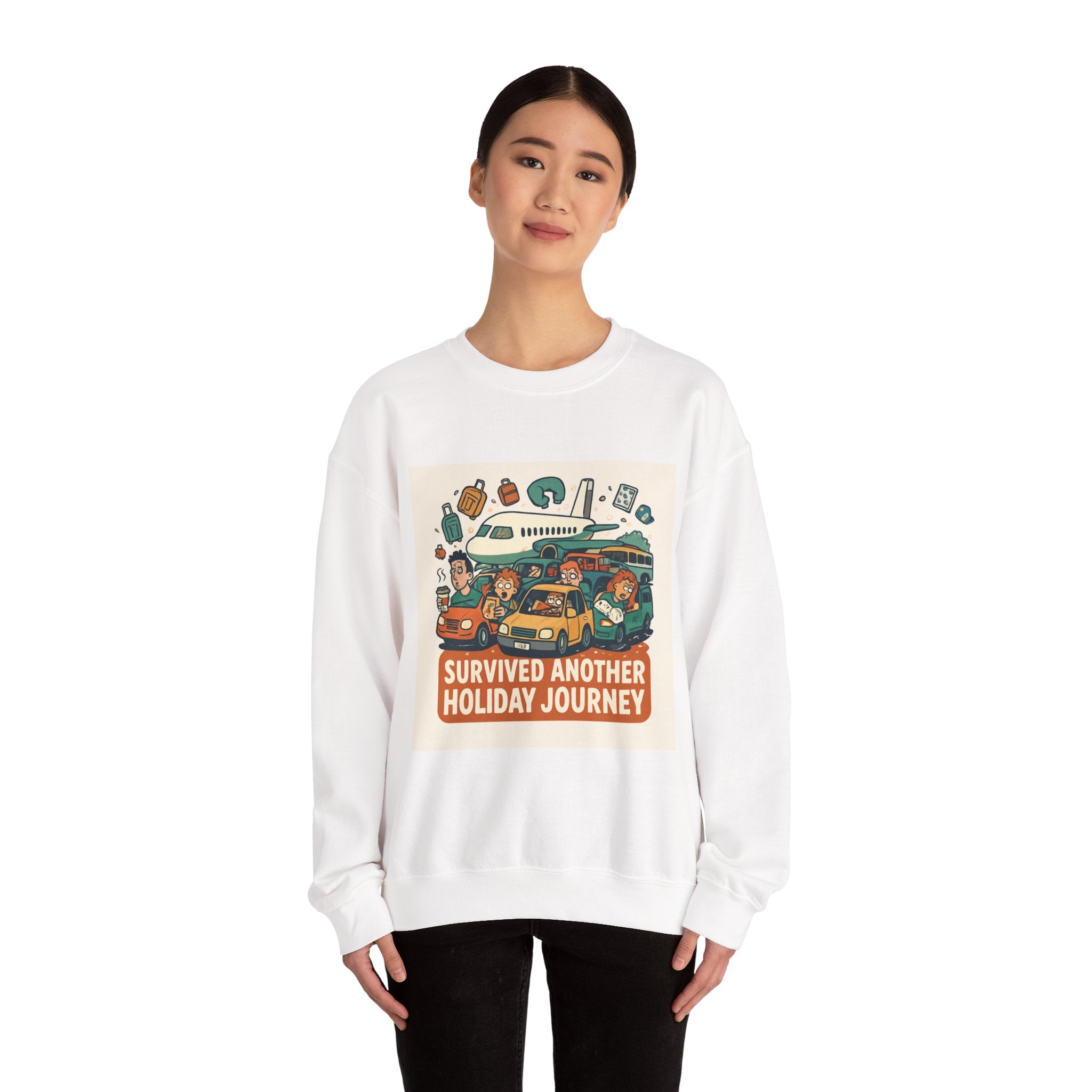 Holiday Road Trip Sweatshirt — "Survived Another Holiday Journey" Cozy Crewneck