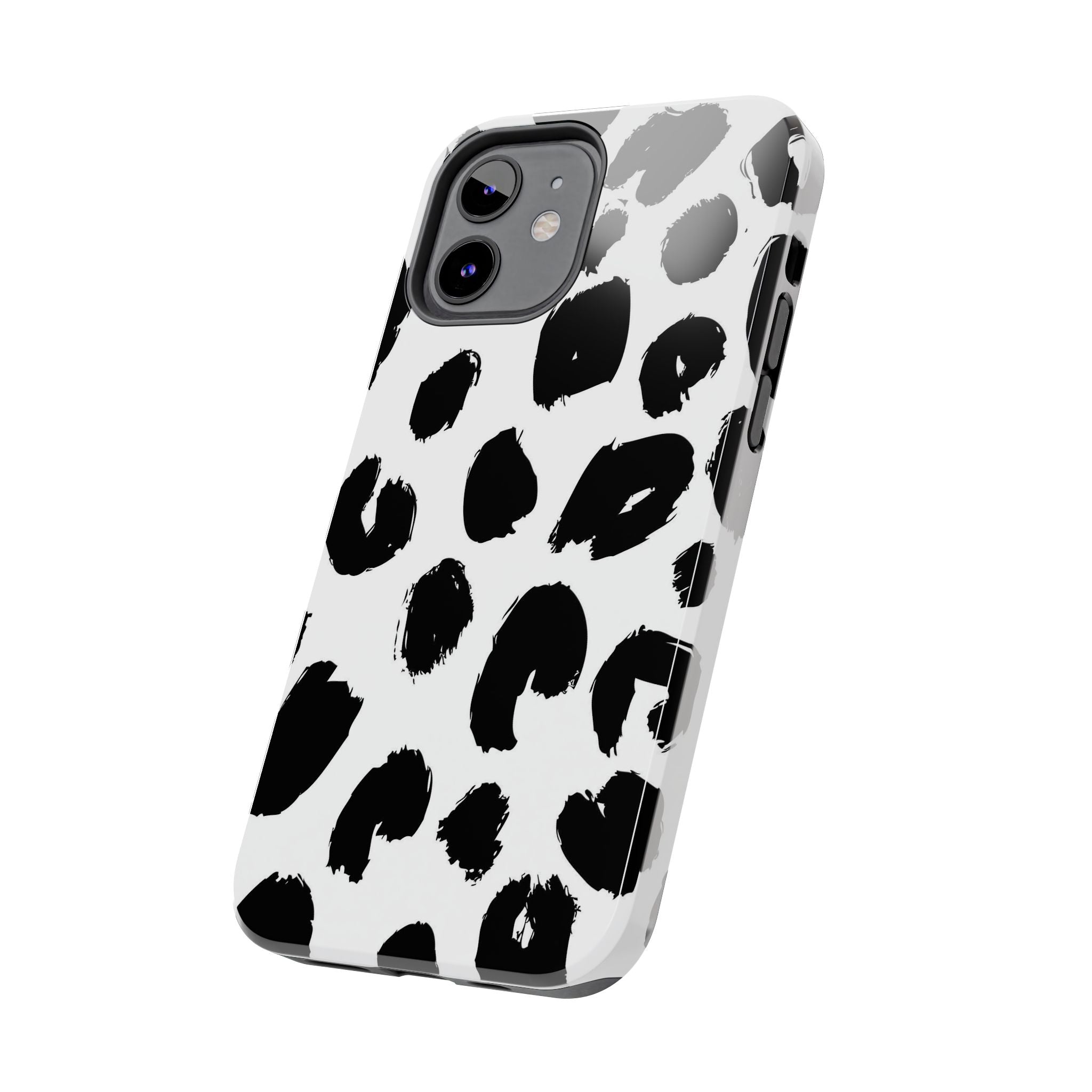 Black Brushstroke Leopard Tough Phone Case — Protective Animal Print iPhone Cover