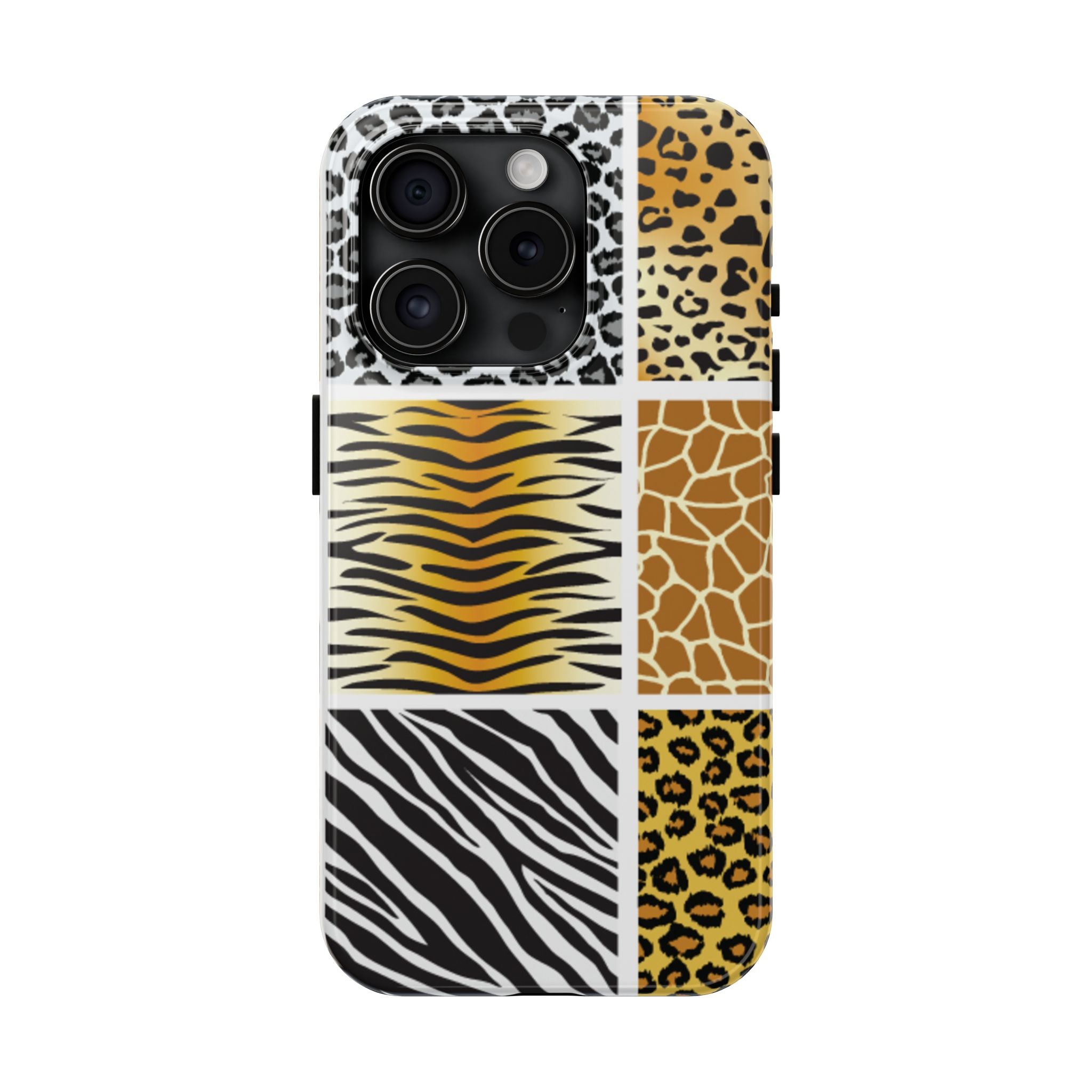 Wild Patchwork Tough Phone Case — Leopard, Zebra & Giraffe Animal Print
